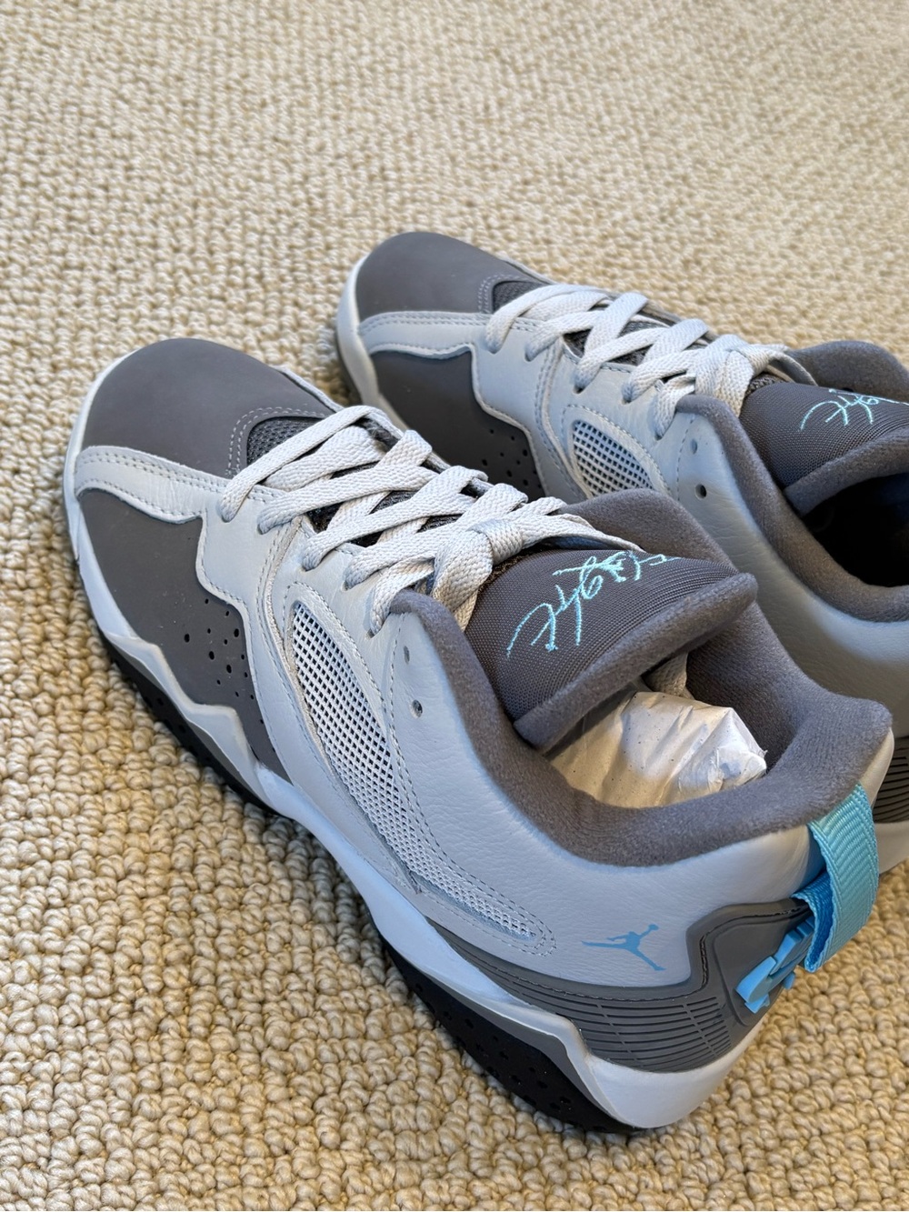 New Jordan MVP 92 Grey and Light Blue Basketball Sneakers